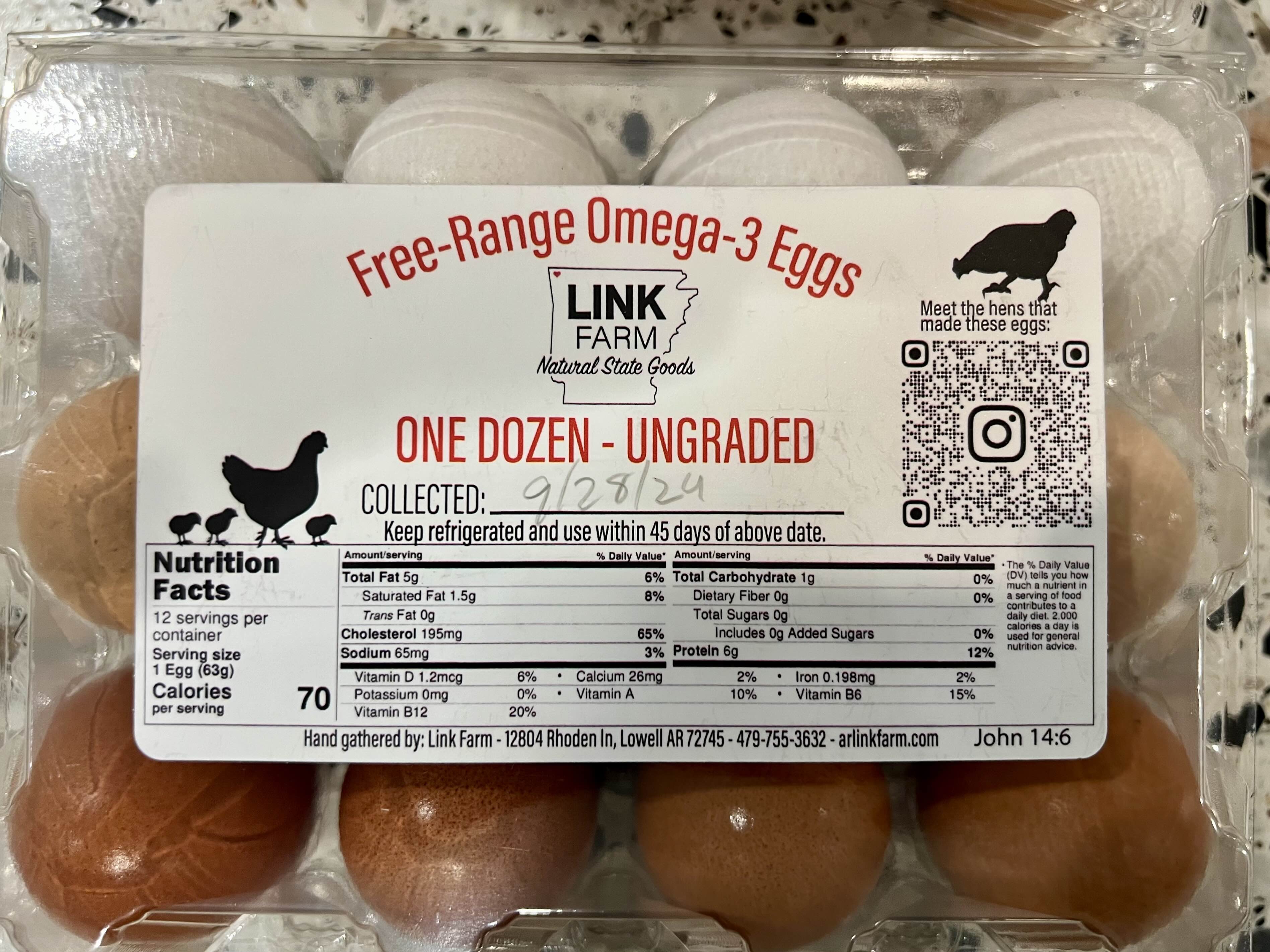 Farm fresh eggs — one dozen